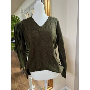 Karen Scott Women's Olive Sweater pullover Argyle Diamond Pattern Size Medium